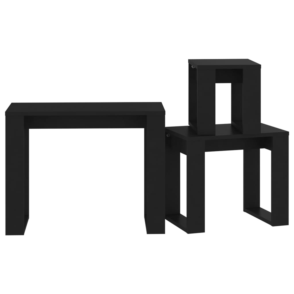 Nesting Tables 3 pcs Black Engineered Wood